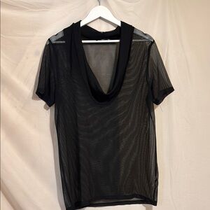 Black Sheer Blouse with Cowl Neck